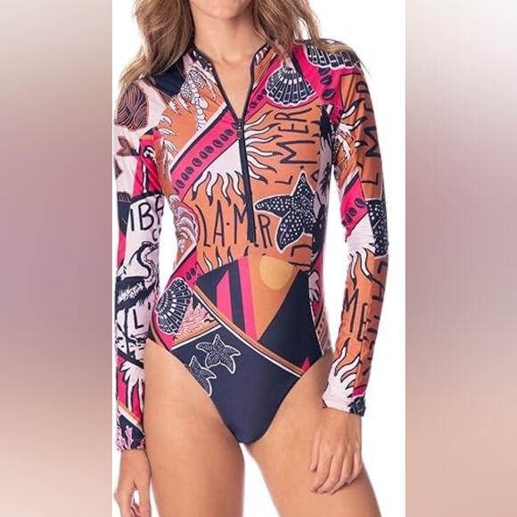 Maaji Eos Ladies Long Sleeve Surfsuit - Ocean Puzzle - Picture 4 of 5